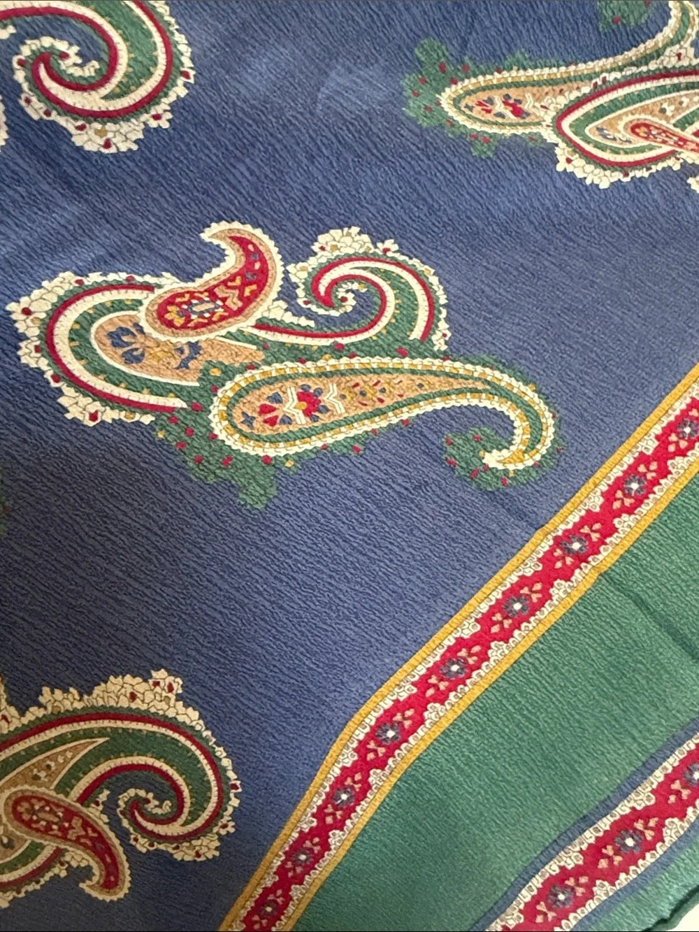 Valentino Garavani Large 31x31 Silk Paisley Scarf Blue Green